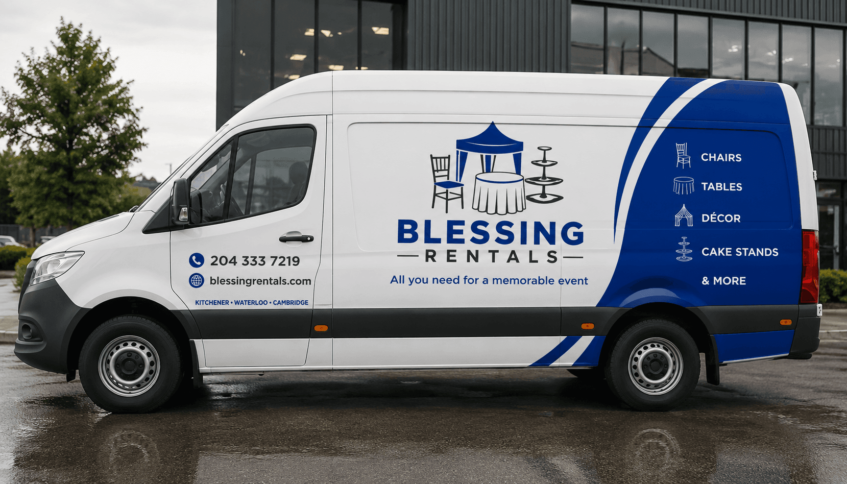 Blessing Rentals delivery vehicle ready to support local events